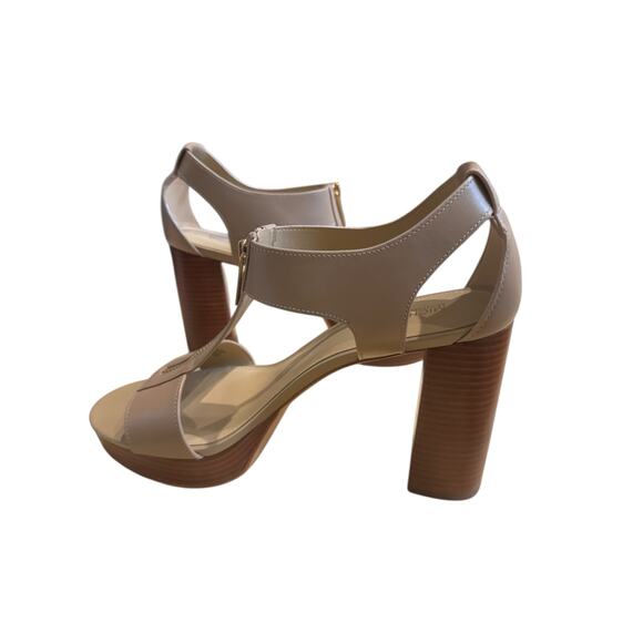 MICHAEL Michael Kors Berkley Leather platform Block-Heel Sandals SZ 9.5 Nude NWT - Picture 3 of 8